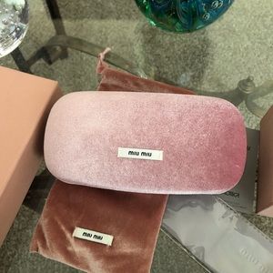 Miu Miu pink Velvet sunglass Case and Sleeve